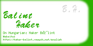 balint haker business card